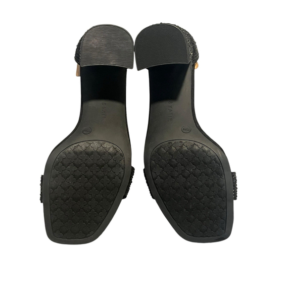 Kelly & Katie Heels Caital XW Size 7.5 Black Wide Block 3.25 Heel Shoe Sparkle - Picture 8 of 11